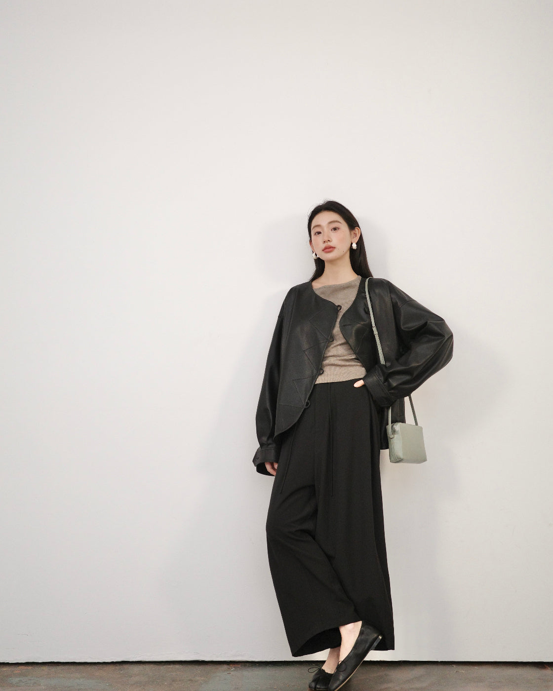 别致Oversized O-Silhouette PU Leather Jacket