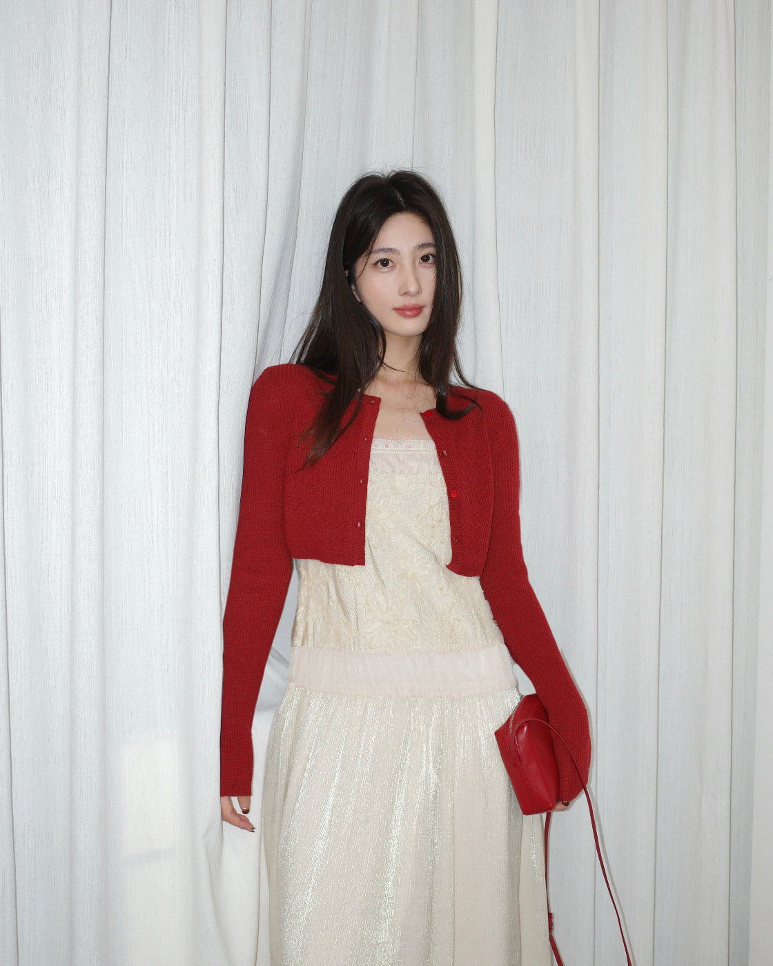 Waffle-Knit Cardigan & Camisole Set
