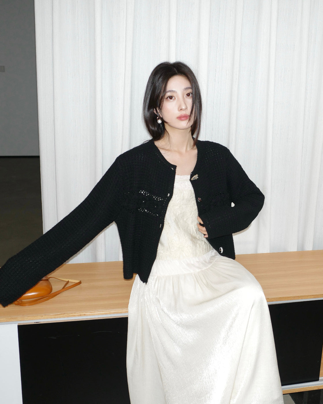 花簇Chunky Open-Knit Oversized Cardigan