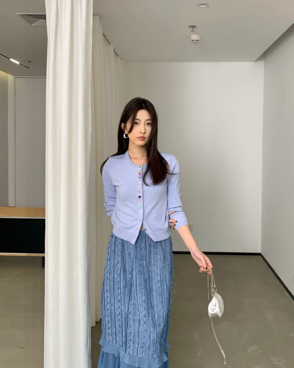 蜜意Fitted Three-Quarter Sleeve Knit Cardigan