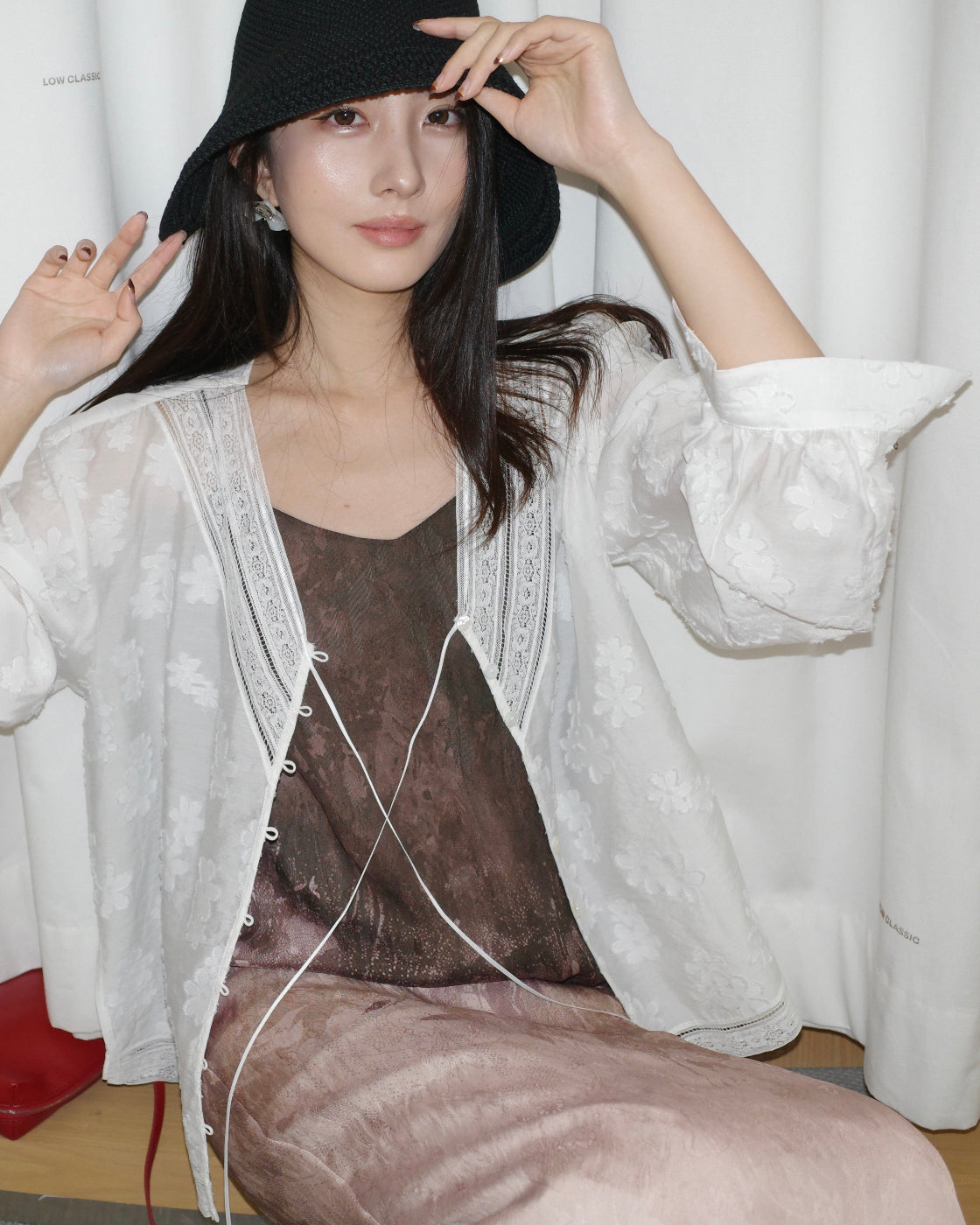 春再Ombré Print Slip Dress with Ceramic Bead Straps