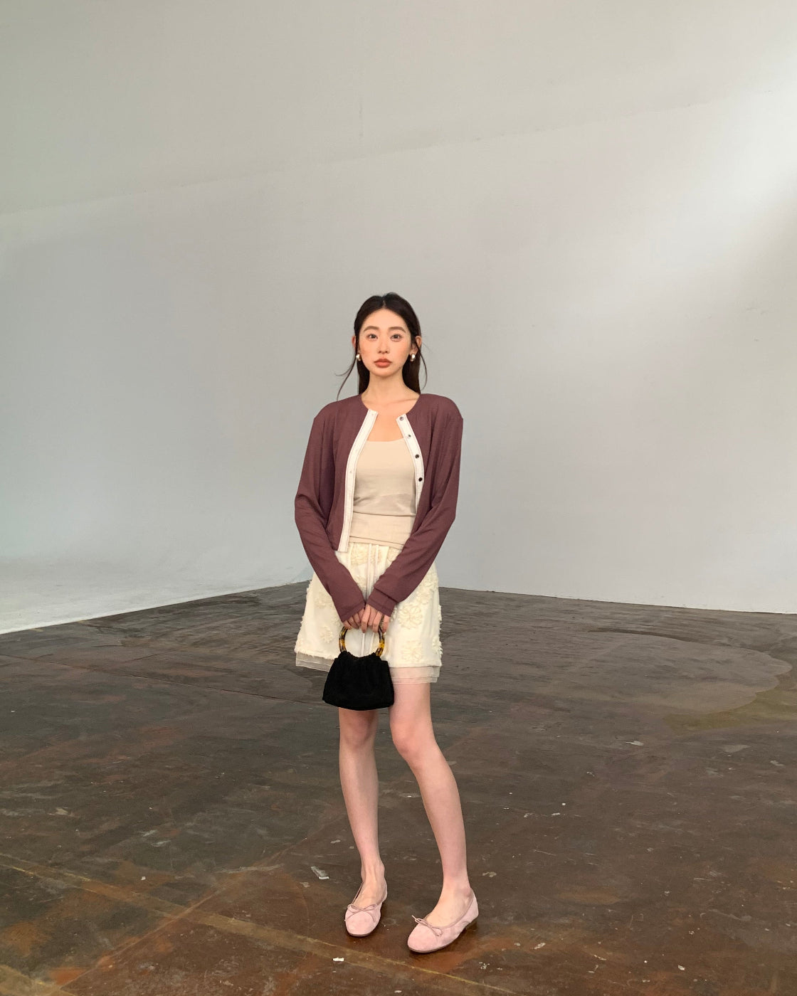 Lightweight Drop-Shoulder Cardigan with Lace Trim