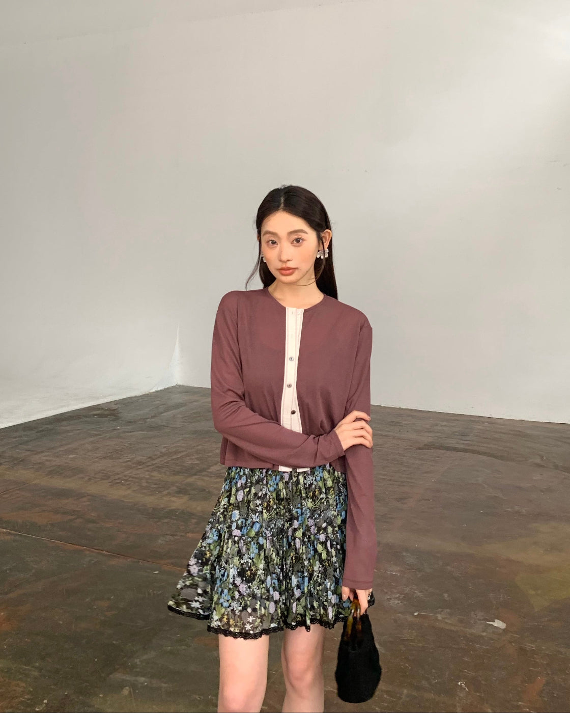 Lightweight Drop-Shoulder Cardigan with Lace Trim