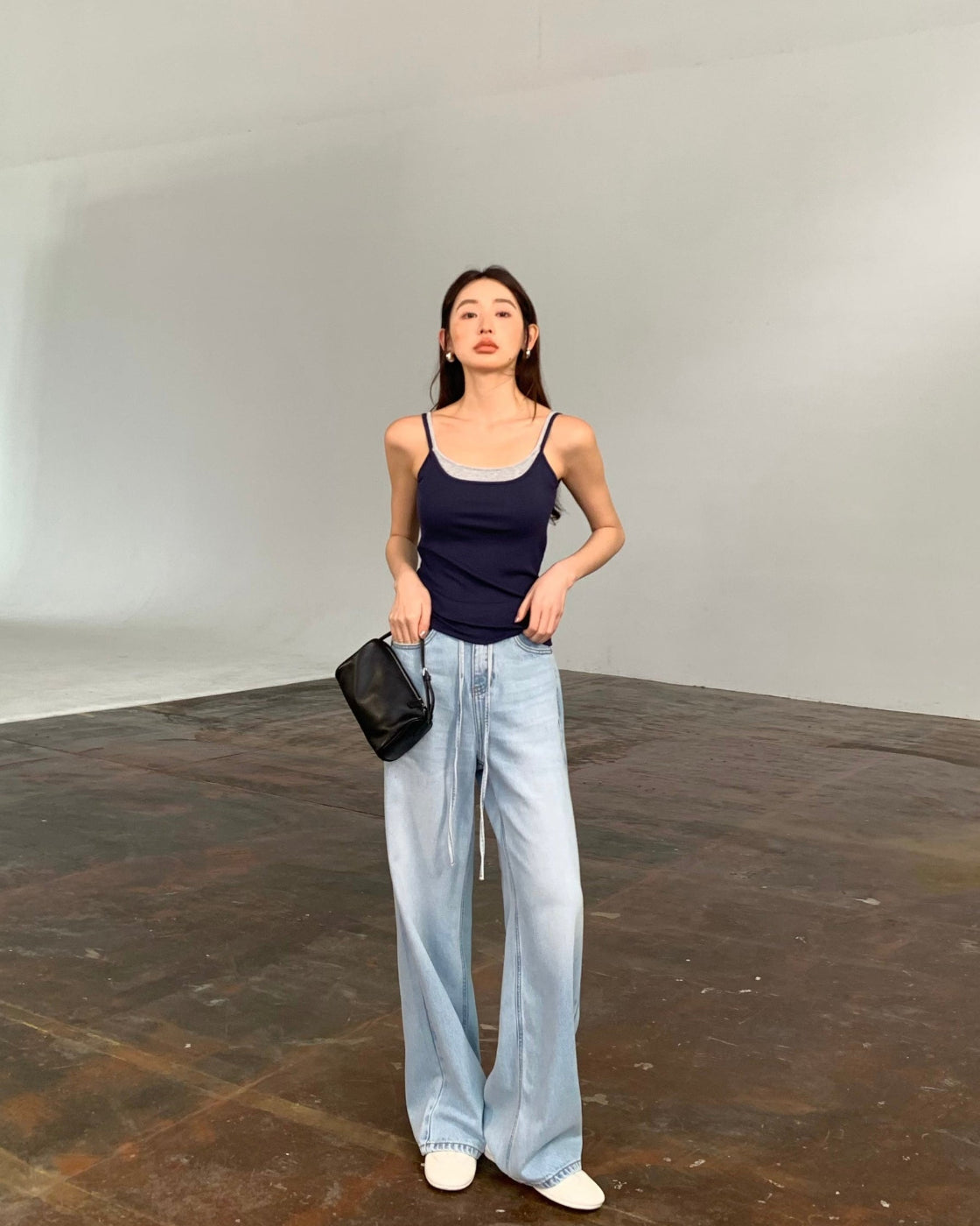High-Waist Straight-Leg Denim Pants