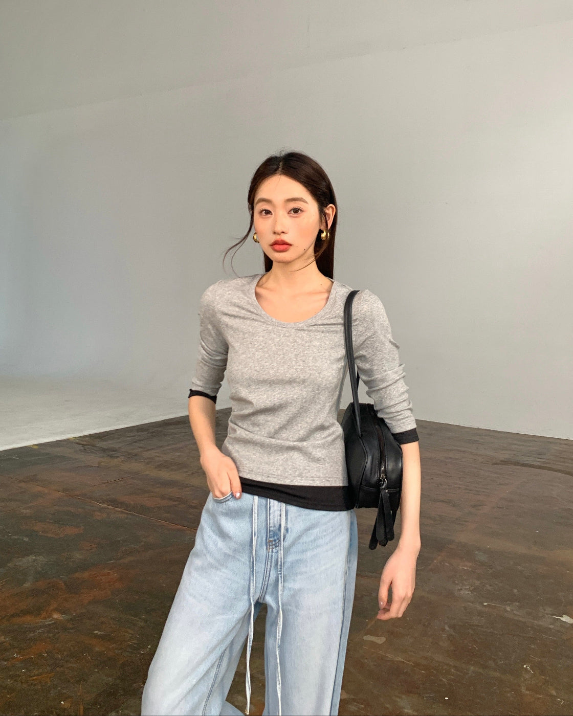 High-Waist Straight-Leg Denim Pants