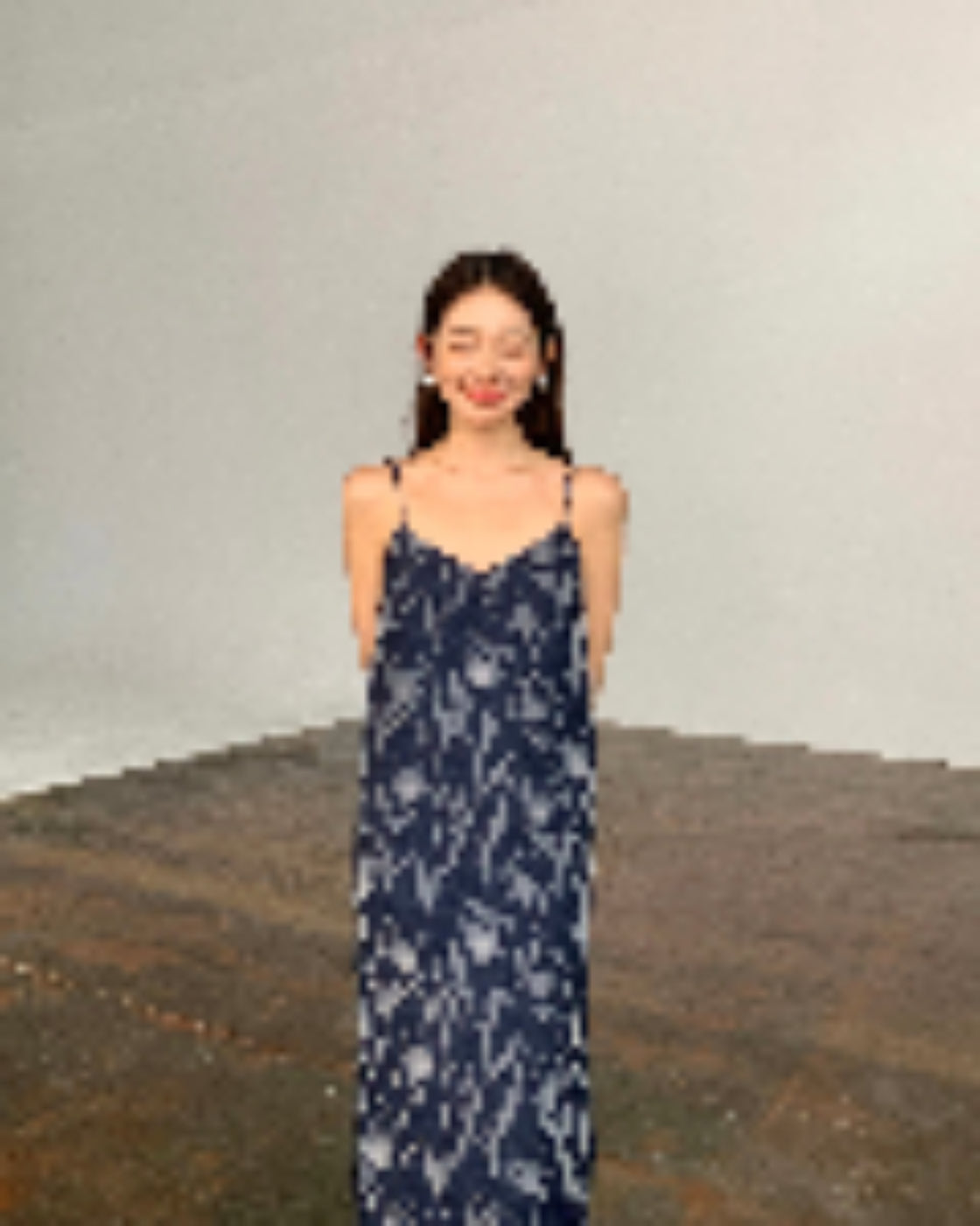 郁金香Jacquard Slip Dress with Adjustable Woven Straps