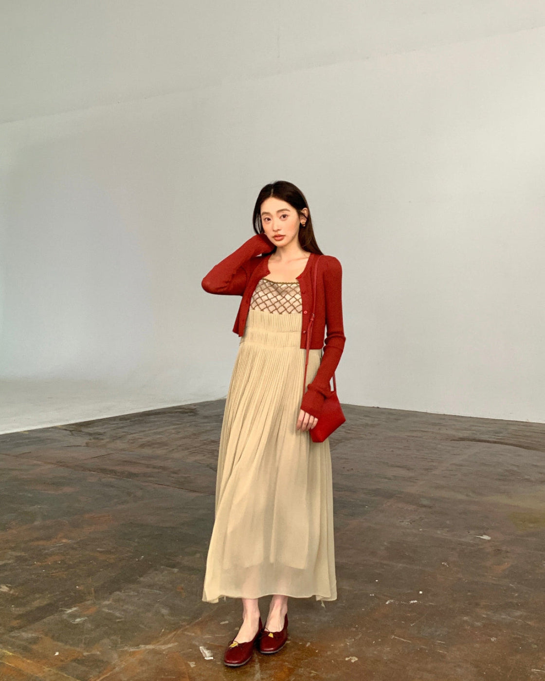 Waffle-Knit Cardigan & Camisole Set