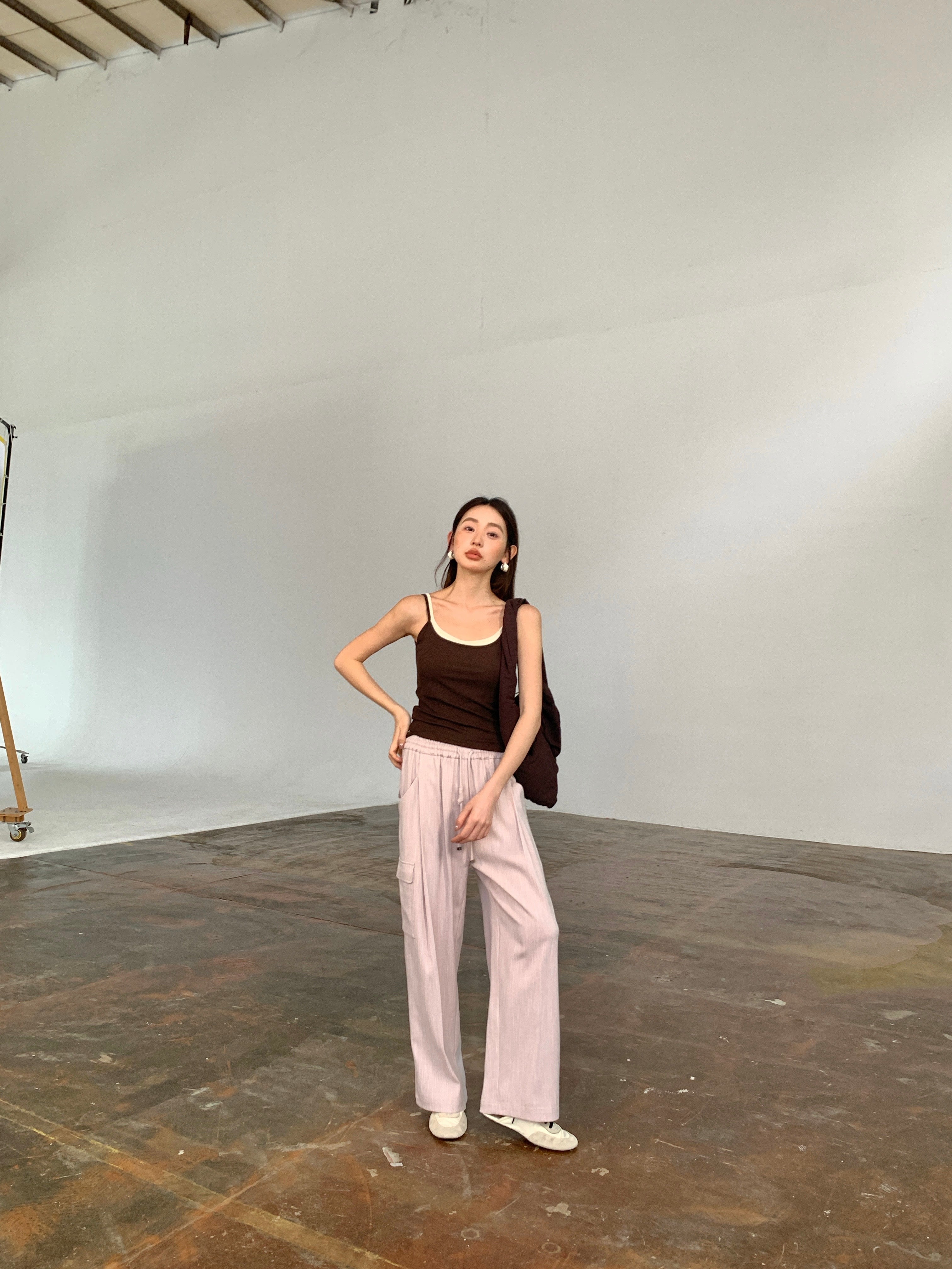 漫画Tapered Wide-Leg Pants with Cargo Pocket Detail
