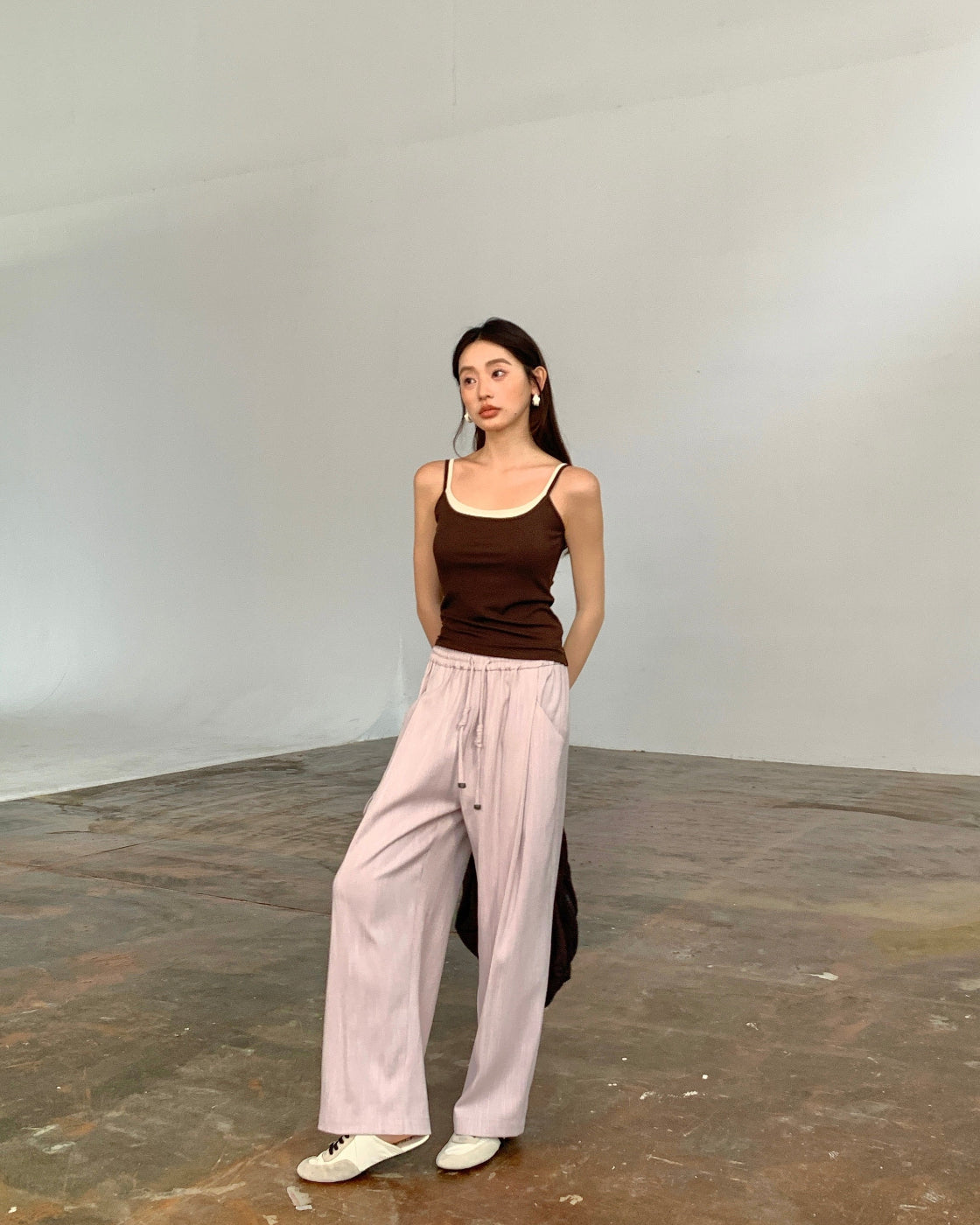 漫画Tapered Wide-Leg Pants with Cargo Pocket Detail