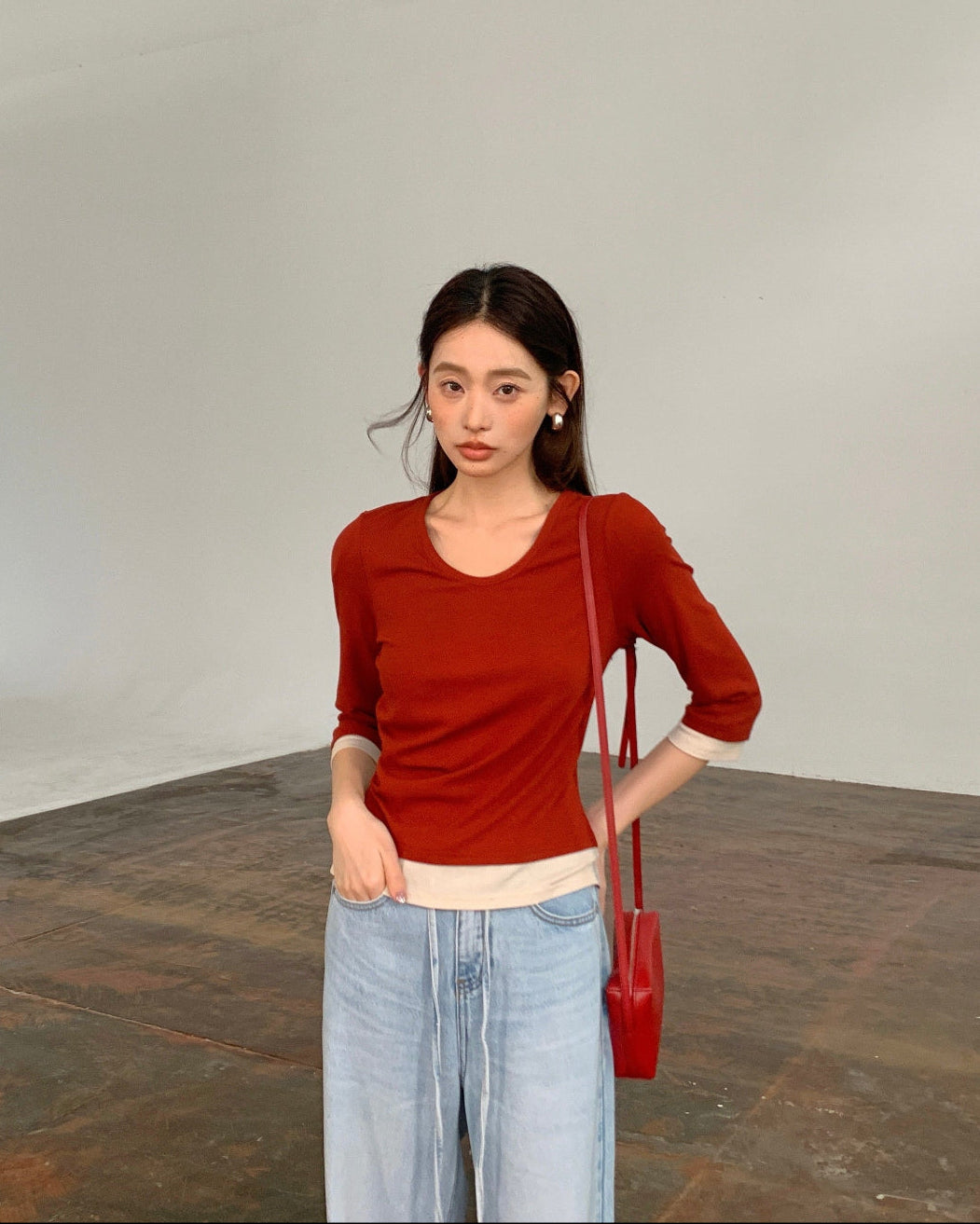 High-Waist Straight-Leg Denim Pants