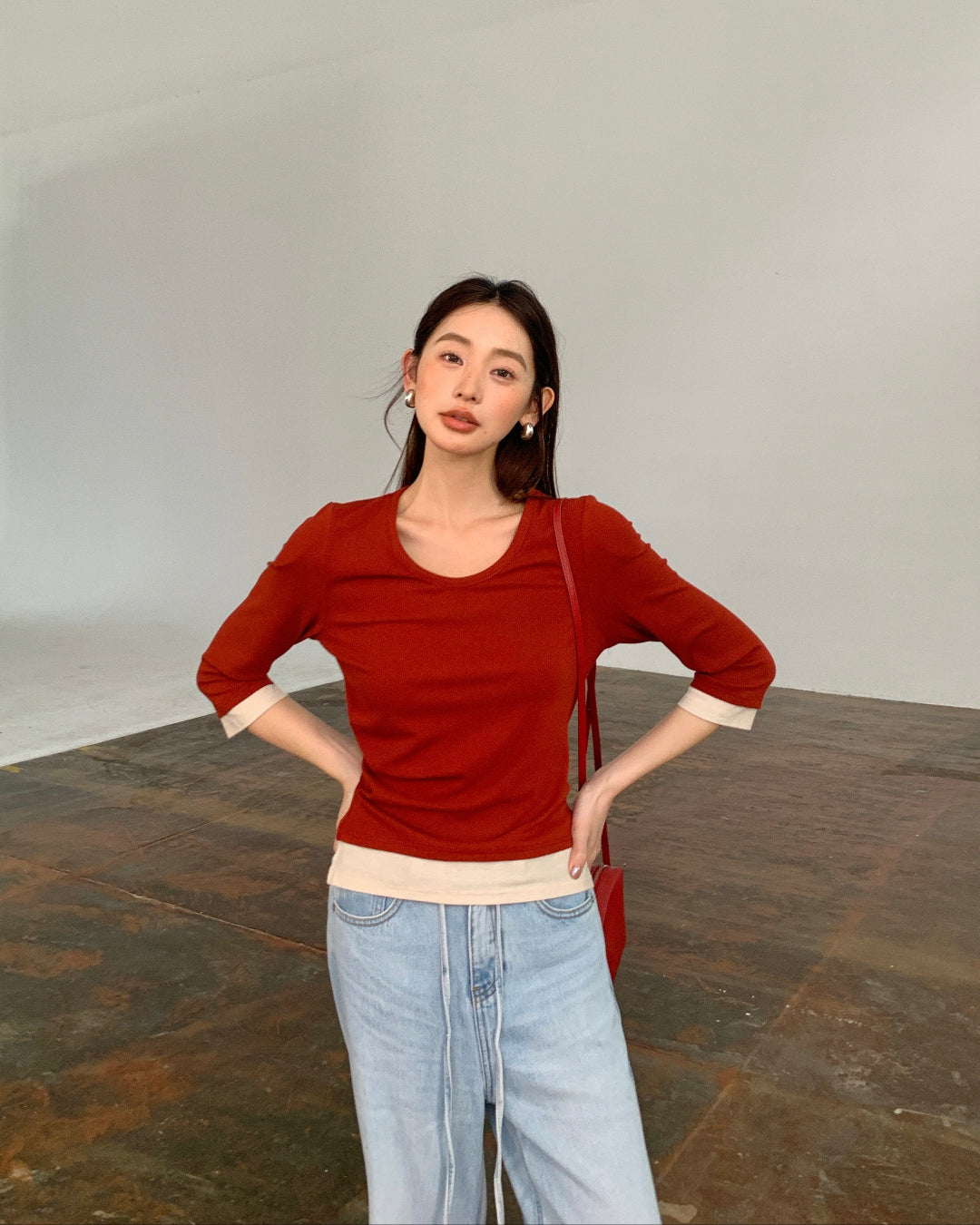 High-Waist Straight-Leg Denim Pants