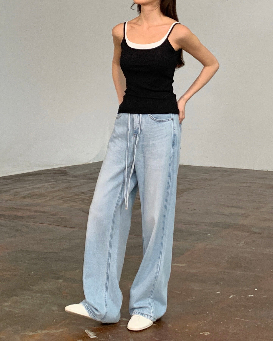 High-Waist Straight-Leg Denim Pants