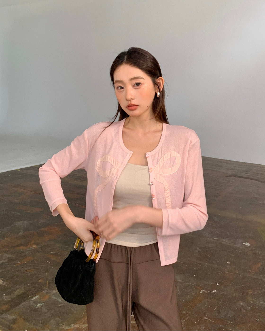 线条裤Relaxed Slim-Leg Trousers with Elastic Waist