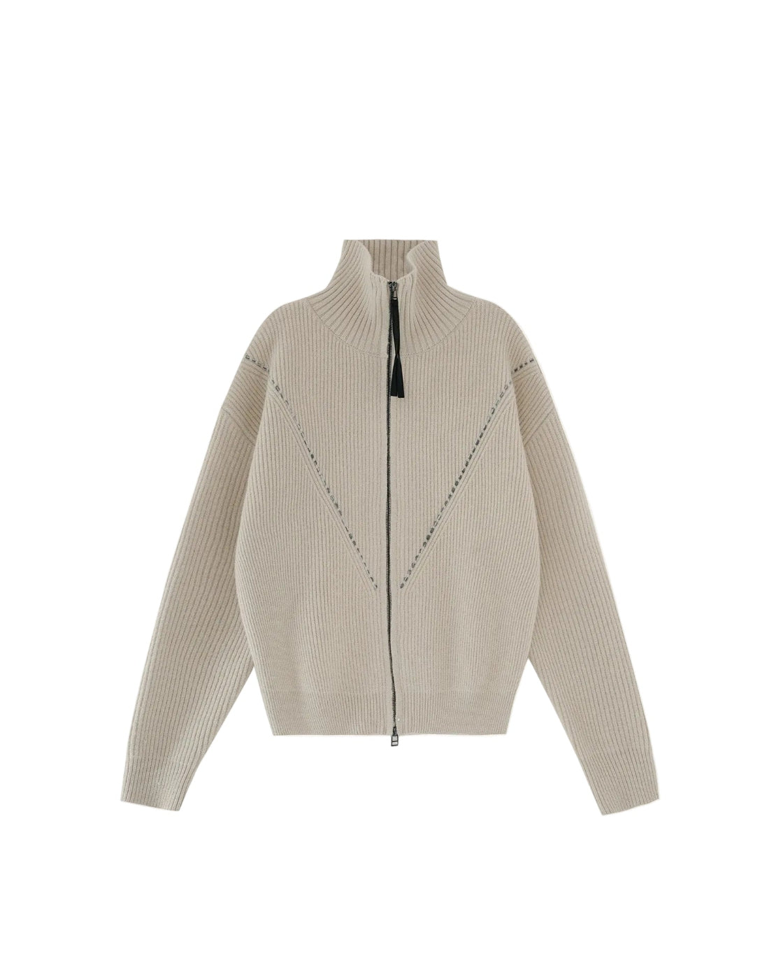 ダブルジップ ハイネック ニットジャケット