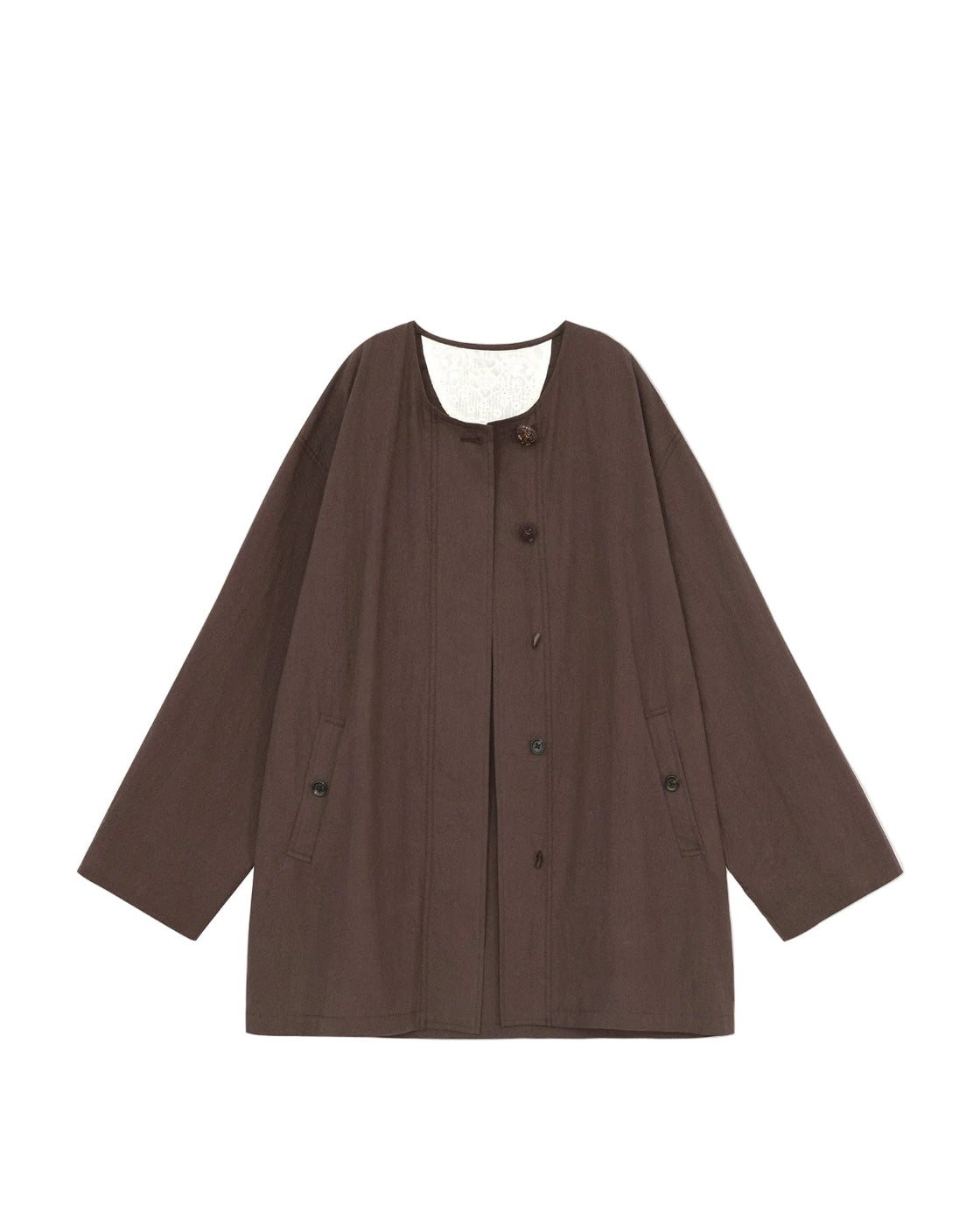 ミニマルデザイン ミドル丈コットンナイロンコート