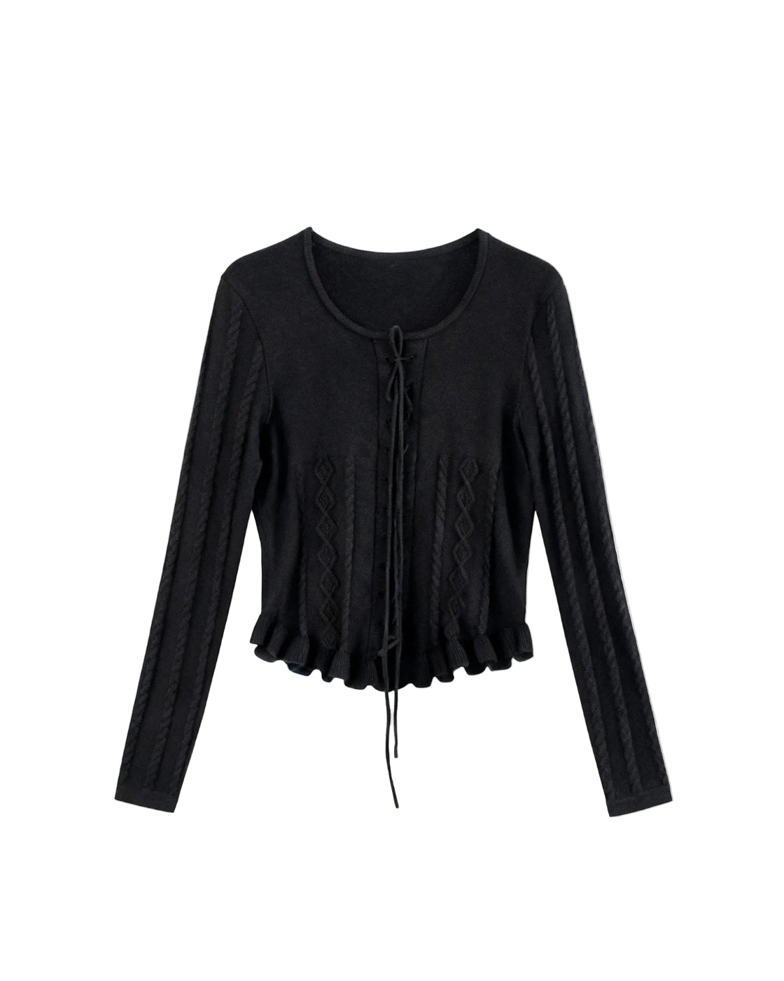 ウエストドローストリング ミックスニットプルオーバー