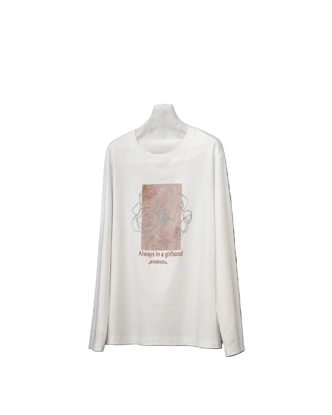 여성용 독특한 부조 텍스처 장미 티셔츠