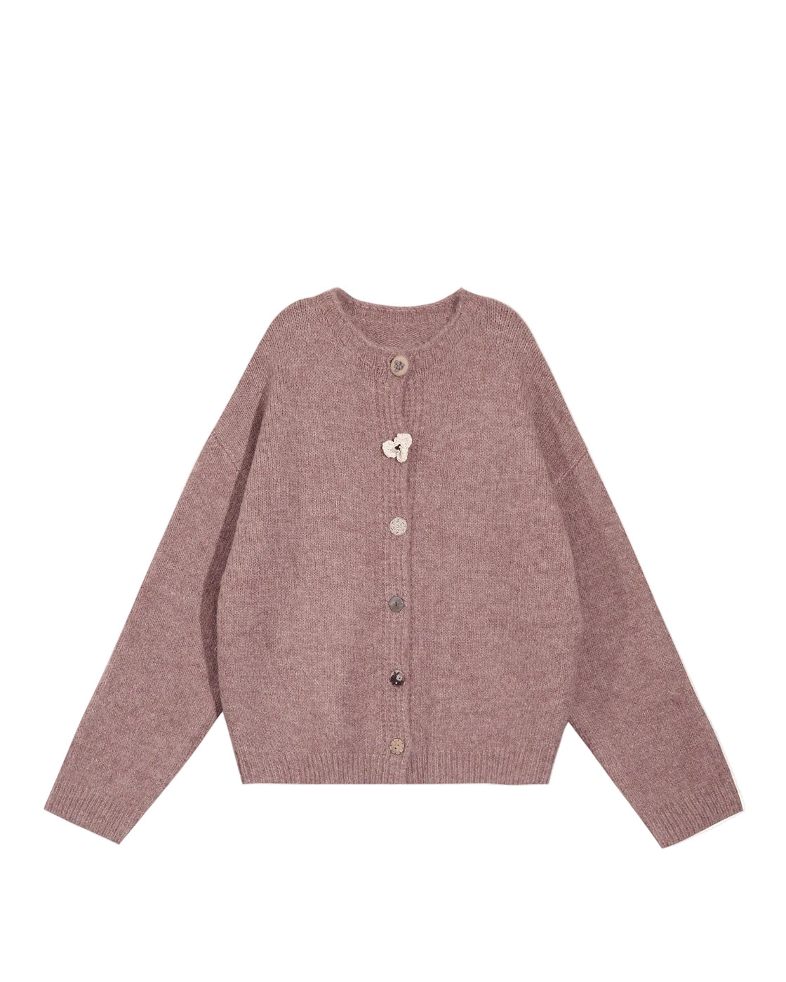 3Dフラワー刺繍 モヘアタッチ カーディガン