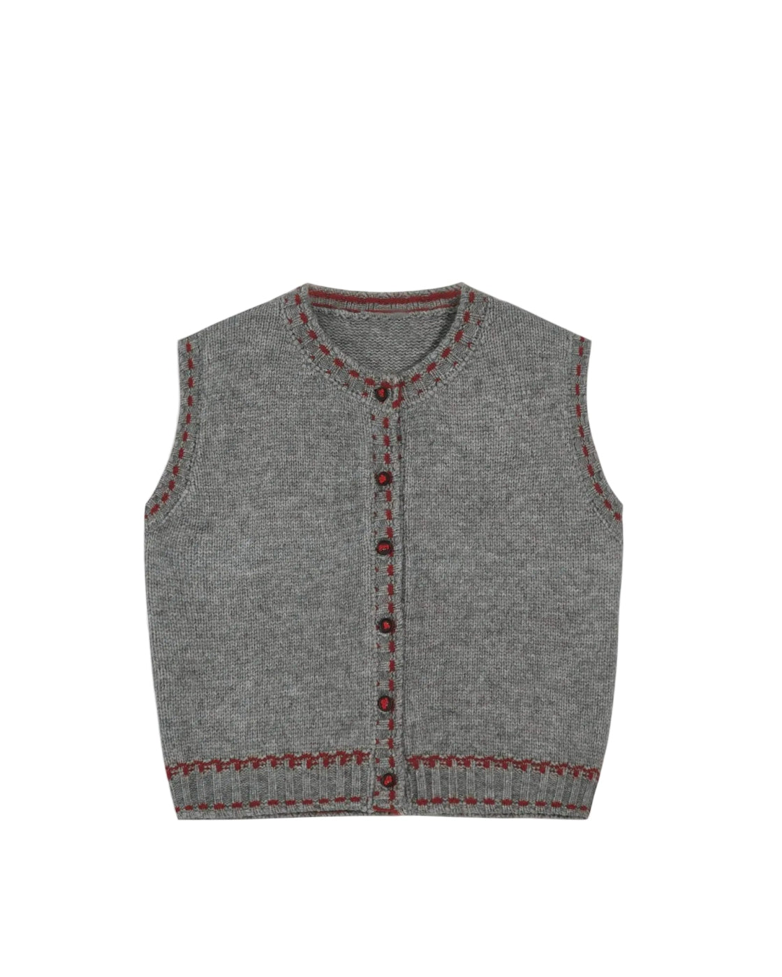 ハンドクラフト・ボタン & ステッチワーク 3Dクラウドニットベスト