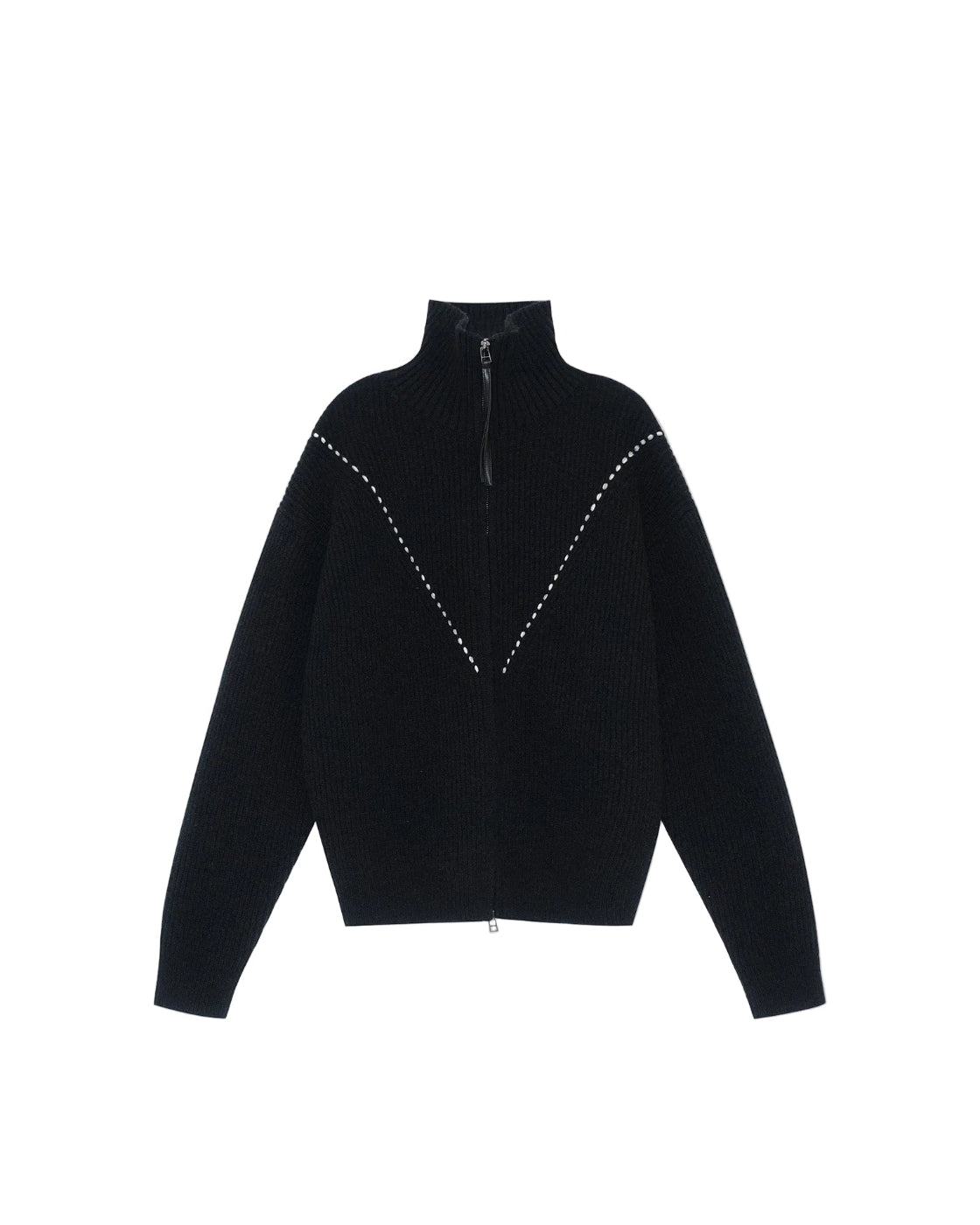 ダブルジップ ハイネック ニットジャケット