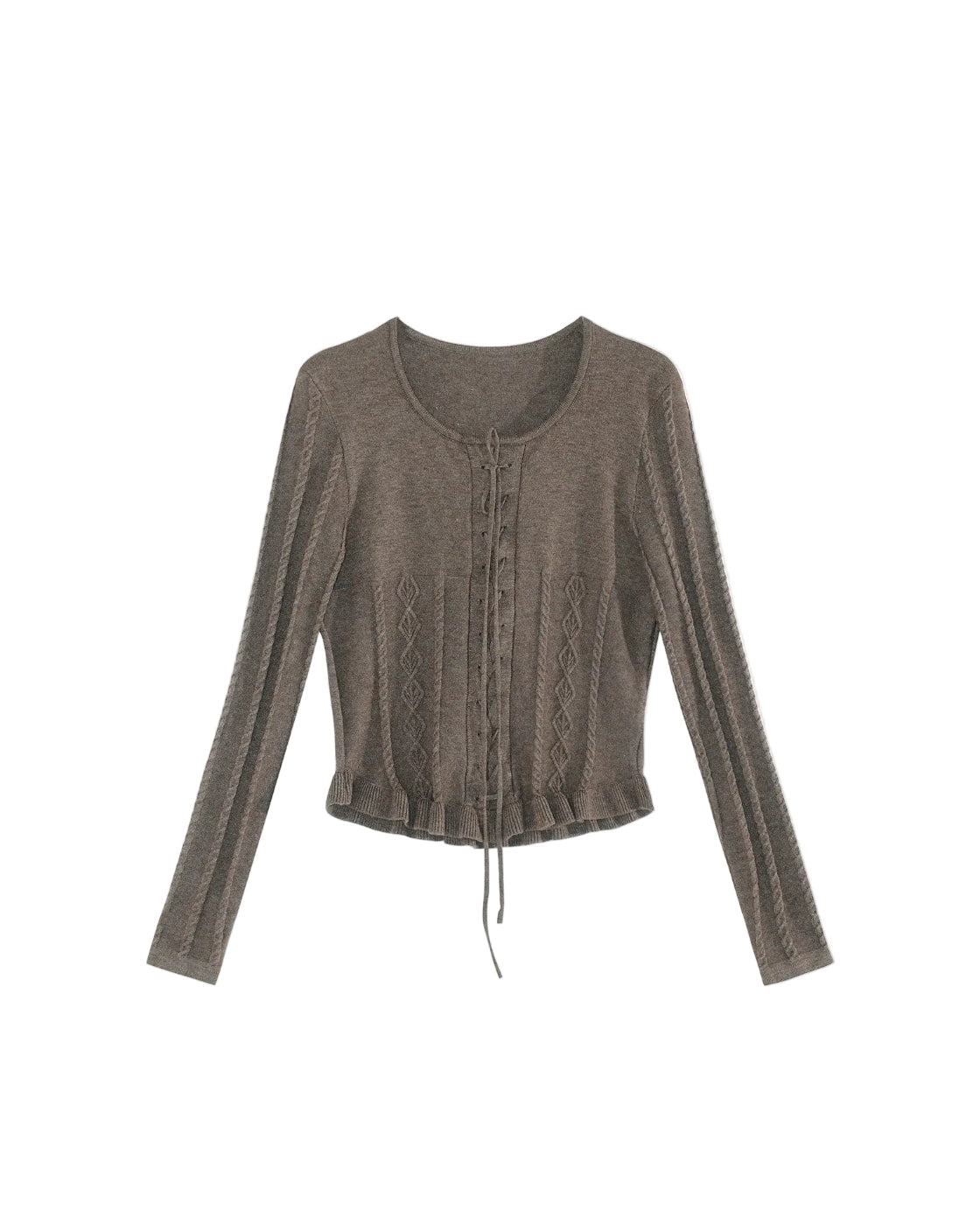 신상 스트랩 슬림핏 니트 긴팔 티셔츠