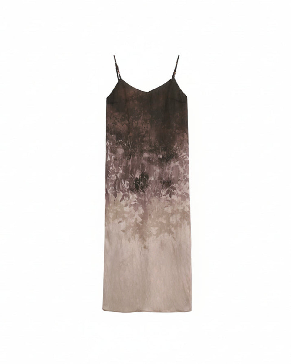 春再Ombré Print Slip Dress with Ceramic Bead Straps