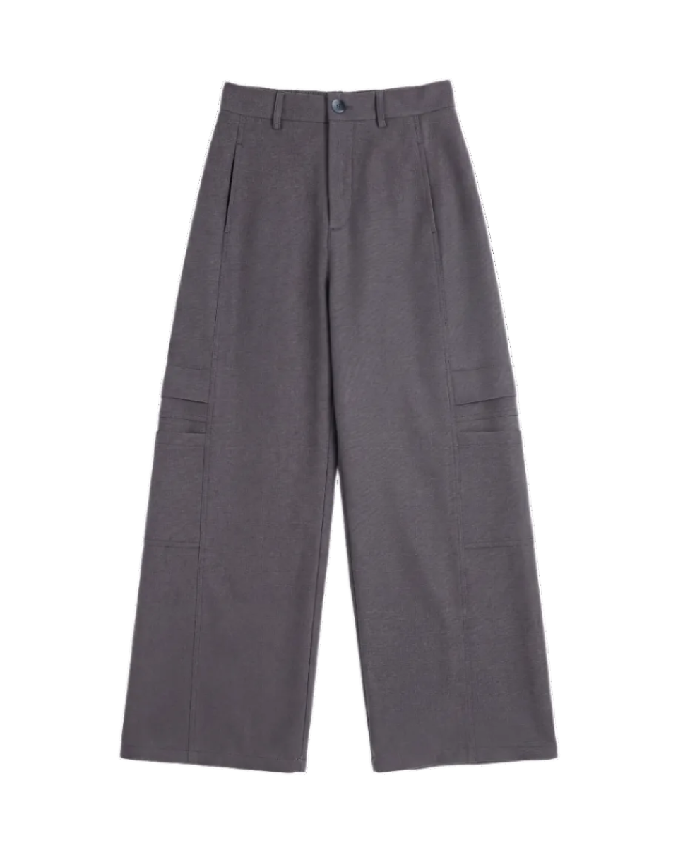 从容Wide-Leg Straight Trousers with Cargo Pocket Detail